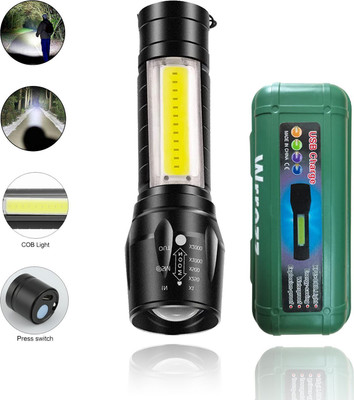 CICASTO Mini USB Torch for Daily Carry and Emergency Lighting 3 hrs Torch Emergency Light(Black)