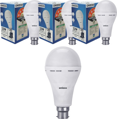 ONIEXO Rechargeable 12W LED Emergency Light Bulb for Power Outages-0A11 4 hrs Bulb Emergency Light(White)