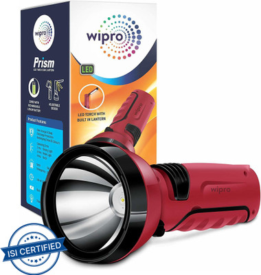 Wipro Prism Rechargable LED Torch And Lantern 7 hrs Torch Emergency Light(Red)