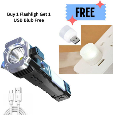 RUDON Led USB torch Waterproof Flashlight (Pack of 1& Free USB Blub gift) 36 hrs Torch Emergency Light(Black)