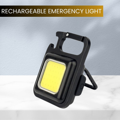 SACRO Mini (LED COBB) Keychain Flashlight With4 Light Modes Folding Bracket BottleE90 4 hrs Torch Emergency Light(Black)