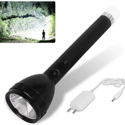 anishify Rechargeable 1KM LONG RANGE LED safety Flashlight Torch 6 hrs Torch Emergency Light(Black)