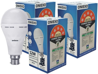 ONIEXO Pack of 3-Automatic Lighting 12W Emergency Bulb for Instant Illumination 4 hrs Bulb Emergency Light(White)