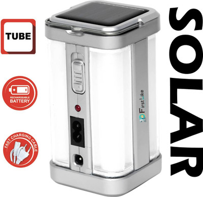 VR Bright Lite Rechargeable 4 Side Tube With 2 Multiple Mode Extra Bright DC - Solar Lantern 7 hrs Lantern Emergency Light(Silver)