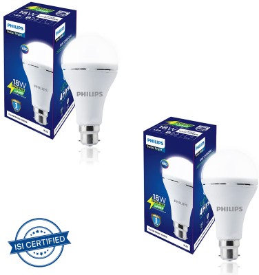 PHILIPS 18W Rechargeable Emergency Inverter LED Bulb (Pack of 2) with backup upto 4 hrs Bulb Emergency Light(White)