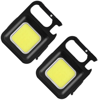 WRADER USB Rechargeable Keychain Torch Light COB Flashlight Pocket Torch - PACK OF 2 4 hrs Torch Emergency Light(Black)