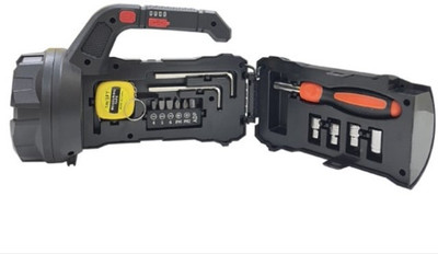 WunderVoX Type-C Rechargeable LED Torch light with 14 pcs Tool Kit Torch(Black, 21.5 cm, Rechargeable)