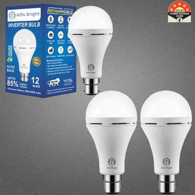 Alfa Bright Smart Power Backup 12W LED Bulb with Rechargeable Feature 4 hrs Bulb Emergency Light(White)