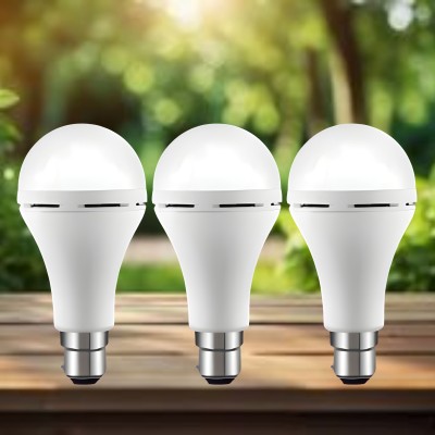 GUGGU Emergency 15W Inverter LED Bulb with 1200mAh Rechargeable Battery Pack of 3 G57 4 hrs Bulb Emergency Light(White)