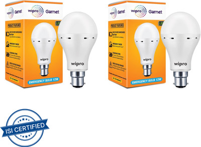 Wipro 12 W Standard B22 Inverter - Pack of 2 4 hrs Bulb Emergency Light(White)