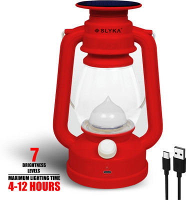 SLYKA Rechargeable & Portable Sturdy Emergency Lantern with Night Lamp Table Lamp(23 cm, Red)