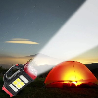 Xydrozen Multifunctional HB-2678 Rechargeable Solar LED Flashlight 5 hrs Torch Emergency Light(Red, Black)