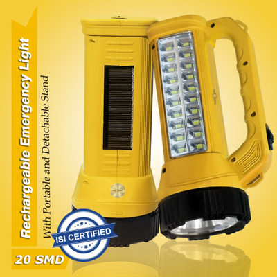 Pick Ur Needs Rechargeable LED Long Range Search Light with Waterproof Emergency Torch Light 6 hrs Torch Emergency Light(Yellow)