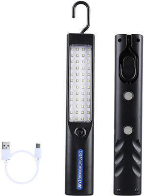 KIZJORYA 48 LED Work Light Hook USB Rechargable Magnetic Base Portable Lamp Car Repair 5 hrs Torch Emergency Light(Black)