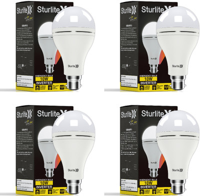 Sturlite Inverter 10W LED Rechargeable|3Hrs Battery Backup - (Pack of 4) 3 hrs Bulb Emergency Light(White)