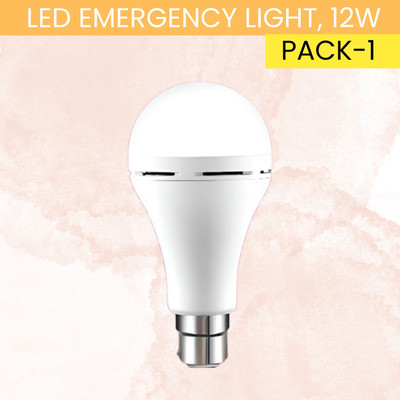 YAROH 12W Rechargeable Inverter LED Bulb with Upto 4H.Power Cut Lighting Pack of_1T109 4 hrs Bulb Emergency Light(White)