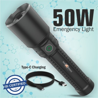 Sunaze Rechargeable Search Light With 3 Mode Light Zoomable Head Adjustable Focus LED 5 hrs Torch Emergency Light(Black)