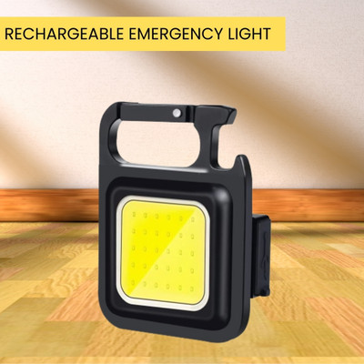 YAROH Mini (LED COBB) Keychain Flashlight With4 Light Modes Folding Bracket BottleI370 4 hrs Torch Emergency Light(Black)