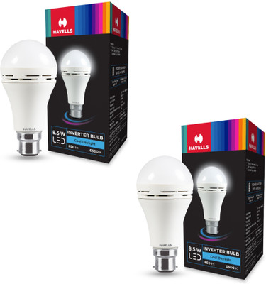 HAVELLS 8.5W B22 WHITE EMERGENCY LED BULB PACK OF-02 4 hrs Bulb Emergency Light(White)
