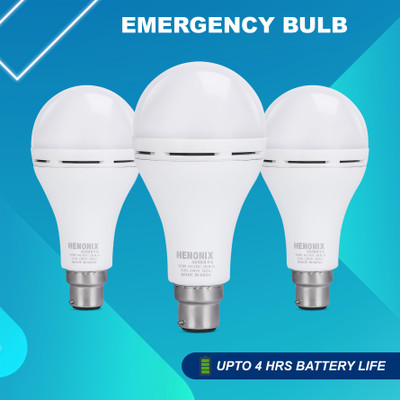 HENONIX 12W Bright Light Smart LED Emergency Bulb with Rechargeable Battery 4 hrs Bulb Emergency Light(White)
