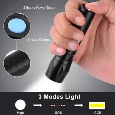 NKL COB LED Flashlight Metal quality ,Super Bright ,Waterproof 3 Light Modes 2416 6 hrs Torch Emergency Light(Black)