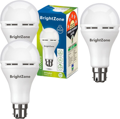 Brightzone Pack of 3-Reliable Emergency 12W Rechargeable LED Bulb 4 hrs Bulb Emergency Light(White)