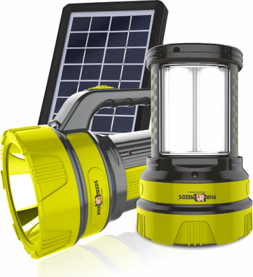 Pick Ur Needs 50W Solar Rechargeable Long Range Torch With 2 Side Emergency Tube Light 6 hrs Torch Emergency Light(Yellow)