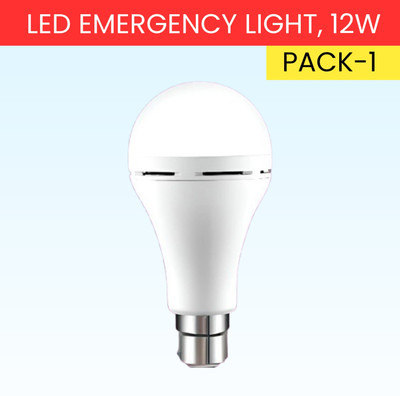 YAROH 12W Rechargeable Inverter LED Bulb with Upto 4H.Power Cut Lighting Pack of_1T417 4 hrs Bulb Emergency Light(White)