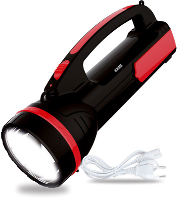 Daily Needs Shop Rechargeable 2 in 1 Long Range Search Torch Table Desk Lantern Floor Lamp 8 hrs Torch Emergency Light(Black, Red)