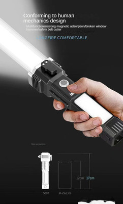 Wifton Multi utility Rechargeable Torch LED Flashlight with 4 Lightning Modes 5 hrs Torch Emergency Light(Multicolor)