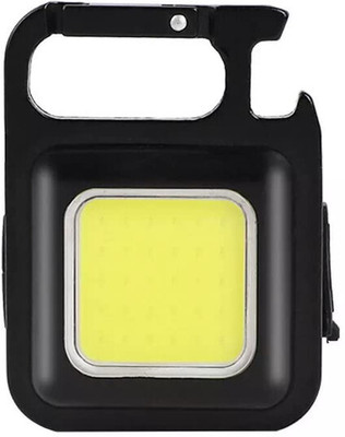 ZYRIAN Multi-Functional Durable Metal Body COB Light Keychain with Bottle Opener 2 hrs Torch Emergency Light(Black)