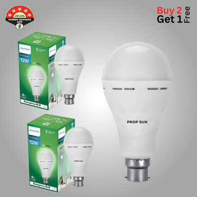 PROPSUN 12 W Inverter Round B22 Inverter Bulb(White, Pack of 3)