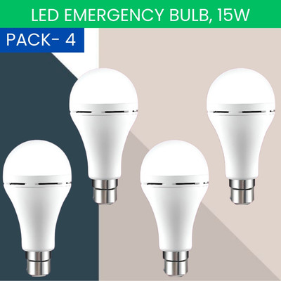 YAROH 15W Rechargeable Inverter LED Bulb with Upto 4H.Power Cut Lighting Pack of_4N216 4 hrs Bulb Emergency Light(White)