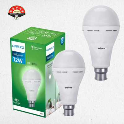 ONIEXO Pack of 2-Portable 12W Emergency Bulb with Quick Charging and High Lumens Output 4 hrs Bulb Emergency Light(White)