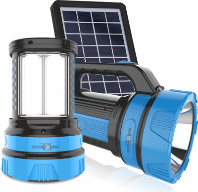 Make Ur Wish Solar Rechargeable 50W Long Range Torch With 2 Side Bright Emergency Tube Light 6 hrs Torch Emergency Light(Blue)