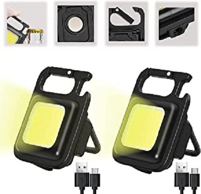 S S Enterprises (Multifunctional LED Lamp Keychain) Magnetic rechargeable Torch(Pack Of 2) 3 hrs Torch Emergency Light(Black)