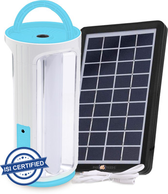 Pick Ur Needs 90W LED Rechargeable 3 Side Tube Floor Lantern Lamp + Solar Panel(3W+9V) 8 hrs Lantern Emergency Light(Blue + Solar Panel)