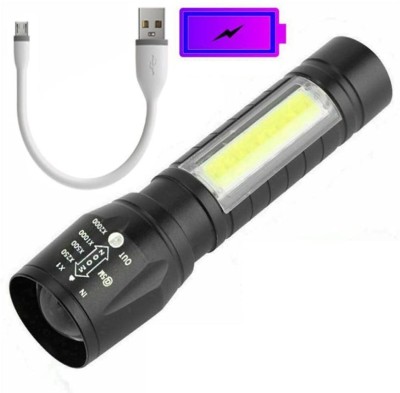 Jeevan jyoti agency Rechargeable USB Pocket Torch Light 3Modes Adjustable Lamp Telescopic Zoom J2 Torch(White, 9 cm, Rechargeable)