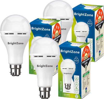 Brightzone Pack of 3-Fast Charging 12W Emergency Rechargeable Bulb 4 hrs Bulb Emergency Light(White)