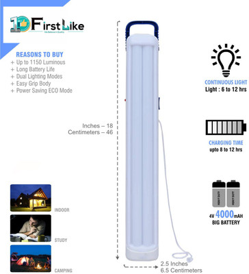 VR Bright Lite 90 Led 2 Long Tube Light with Auto On Feature Rechargeable 7 hrs Lantern Emergency Light(White (Long))
