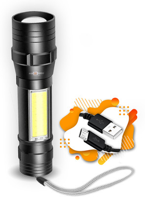 Daily Needs Shop Mini Emergency 3 Mode High Bright USB Rechargeable Zoomable Torch Flashlight 6 hrs Torch Emergency Light(Black)