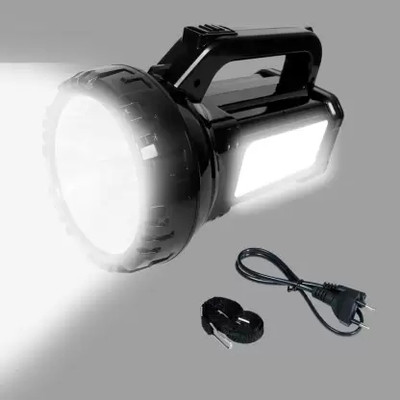 GLOWISH 300 METER LONG RANGE SUPER FAST CHARGING CAMPING,SECURITY SEARCHLIGHT 12 hrs Torch Emergency Light(Black)
