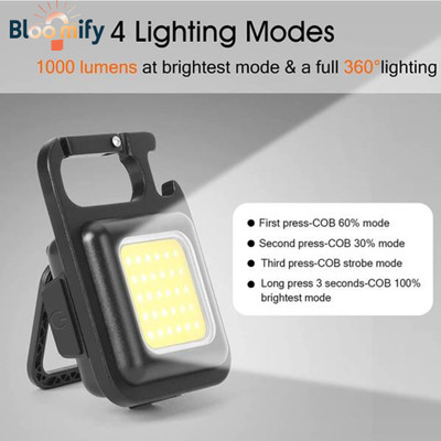 BloomiFy BMT-K144 Multifunction Keychain Flashlight & Bottle Opener Compact Camping Light 2 hrs Torch Emergency Light(Black)