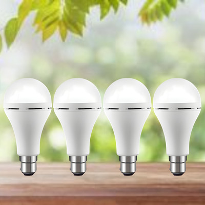 GUGGU Emergency 15W Inverter LED Bulb with 1200mAh Rechargeable Battery Pack of 4 L7 4 hrs Bulb Emergency Light(White)