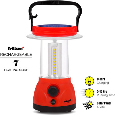 Trillsun 360 Degree Portable Solar Light Rechargeable Led Lamp 8 hrs Lantern Emergency Light(Red)