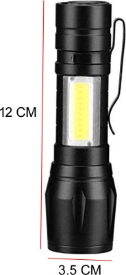 ZQY Mini 2in1 Waterproof Laser LED Metal Body Rechargeable 4 Mode Zoomable 4 hrs Torch Emergency Light(Black)