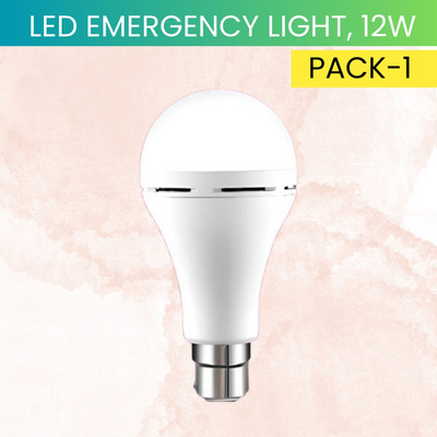 YAROH 12W Rechargeable Inverter LED Bulb with Upto 4H.Power Cut Lighting Pack of_1T83 4 hrs Bulb Emergency Light(White)