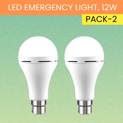 SACRO 12W Rechargeable Inverter LED Bulb with Upto 4H.Power Cut Lighting Pack of_2E124 4 hrs Bulb Emergency Light(White)