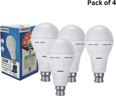 ONIEXO Pack of 4-Durable 12W Emergency Bulb with Energy-Efficient Lighting Technology 4 hrs Bulb Emergency Light(White)