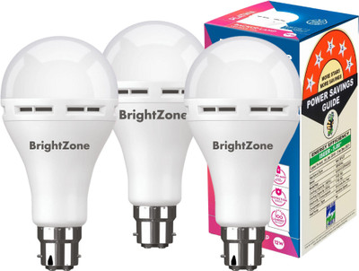 Brightzone Pack of 3 Emergency 12W Rechargeable Bulbs Efficient Backup Lighting 4 hrs Bulb Emergency Light(White)